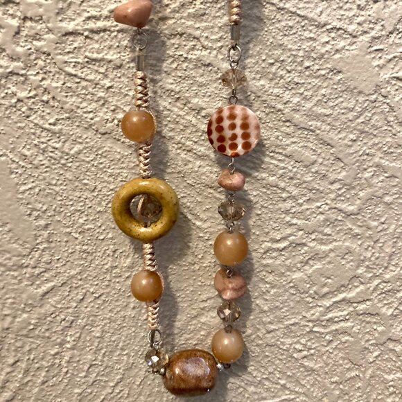 NEW! Krizia Jewelry Necklace Polished Stone & Beaded Knotted Twine 36” Slip On - Picture 5 of 8